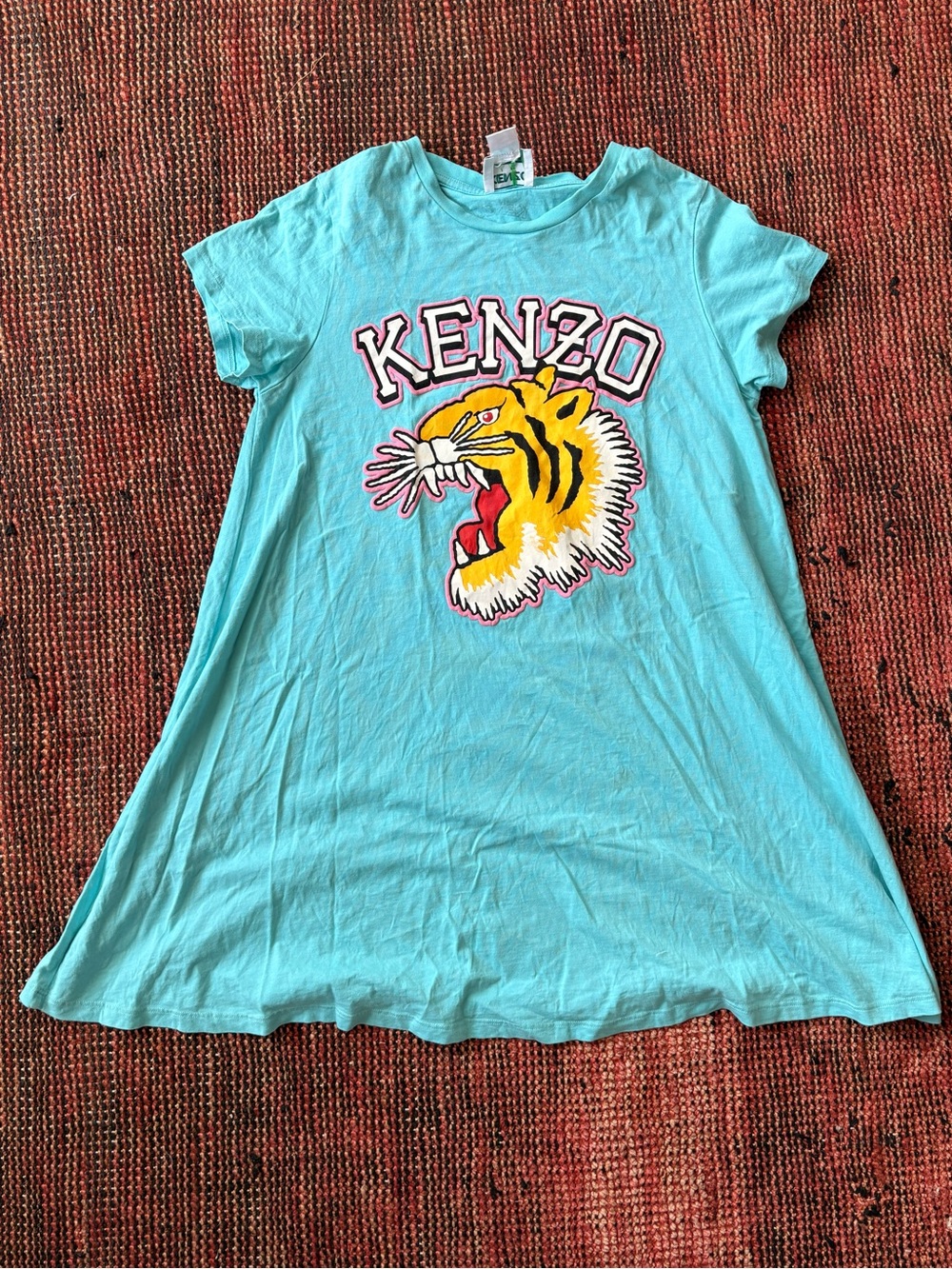 KENZO Kids Turquoise Tiger Graphic T-Shirt Dress